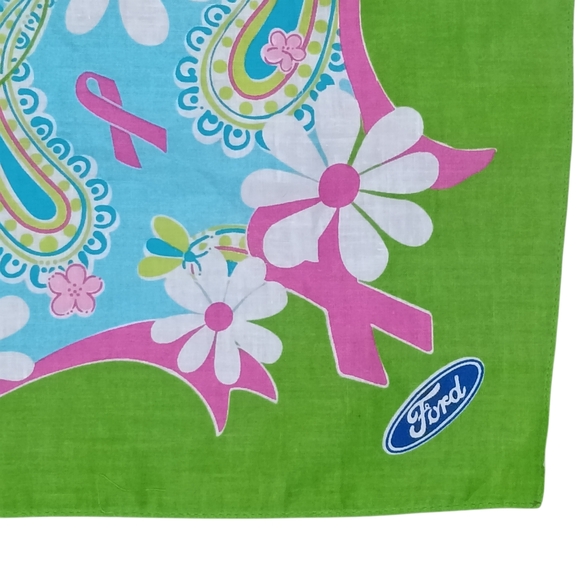 Lilly Pulitzer Ford Collab Daisy Square Bandana Scarf Blue Green Pink - Picture 2 of 4